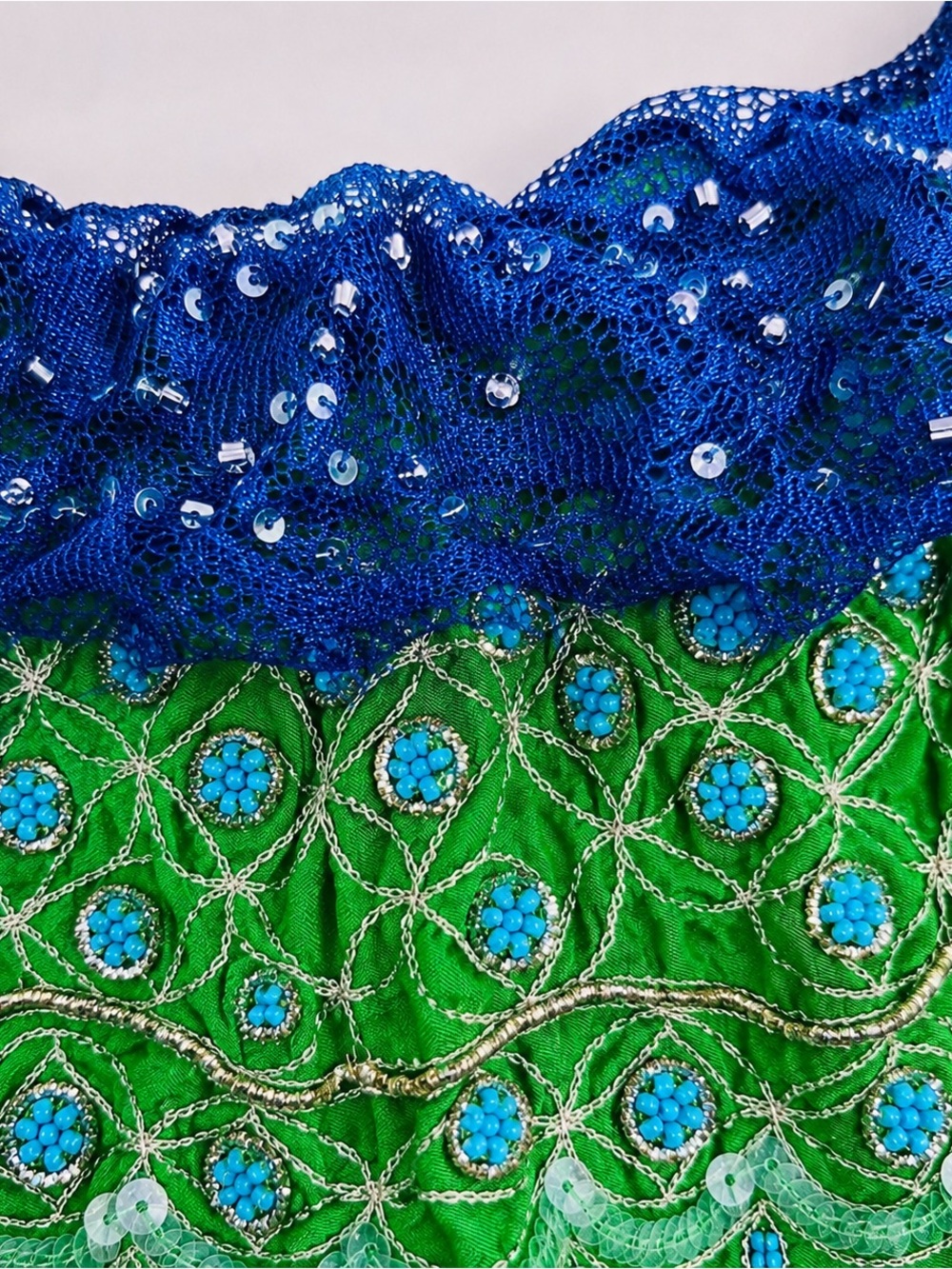 Vintage Y2K Free People Green Silk Beaded Sequin Lace Cami Top S - Picture 8 of 9